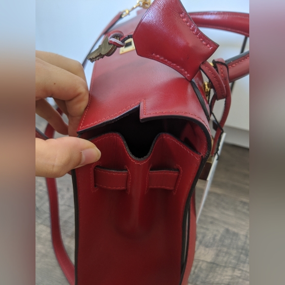 Hermes Rouge H Kelly 32, Sellier Box Leather - Picture 4 of 15